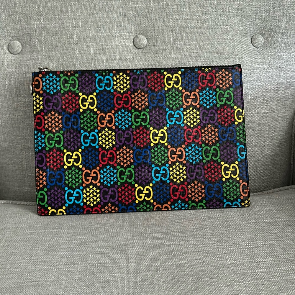 GUCCI GG Psychedelic Second Bag 601087 PVC Leather Multicolor pouch